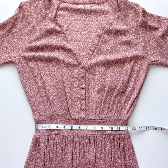 Faherty Montara Dress Size Medium Mauve Leaf Floral Feminine Vacation Casual - Picture 9 of 10